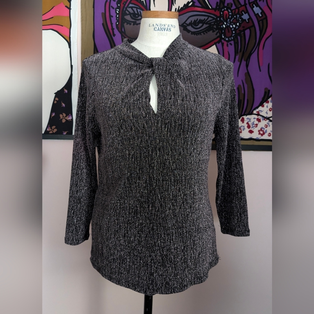 Badgley Mischka Black and Gray Blouse